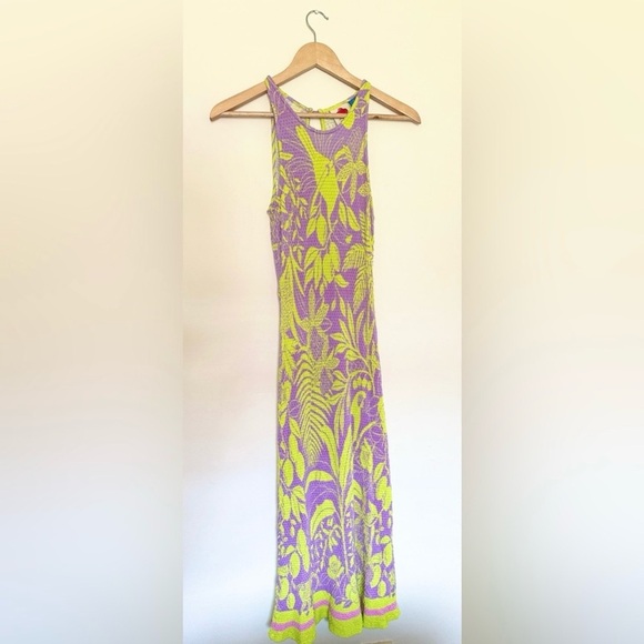 Farm Rio Anthropologie Boho Midi Sleveless Halter Floral High Neck Dress- Sz M - Picture 6 of 11
